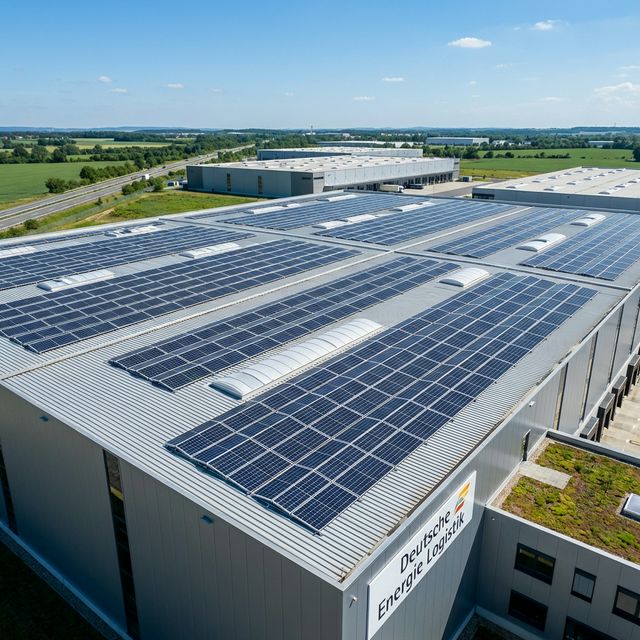 PV-Anlage auf modernem Gewerbegebäude
